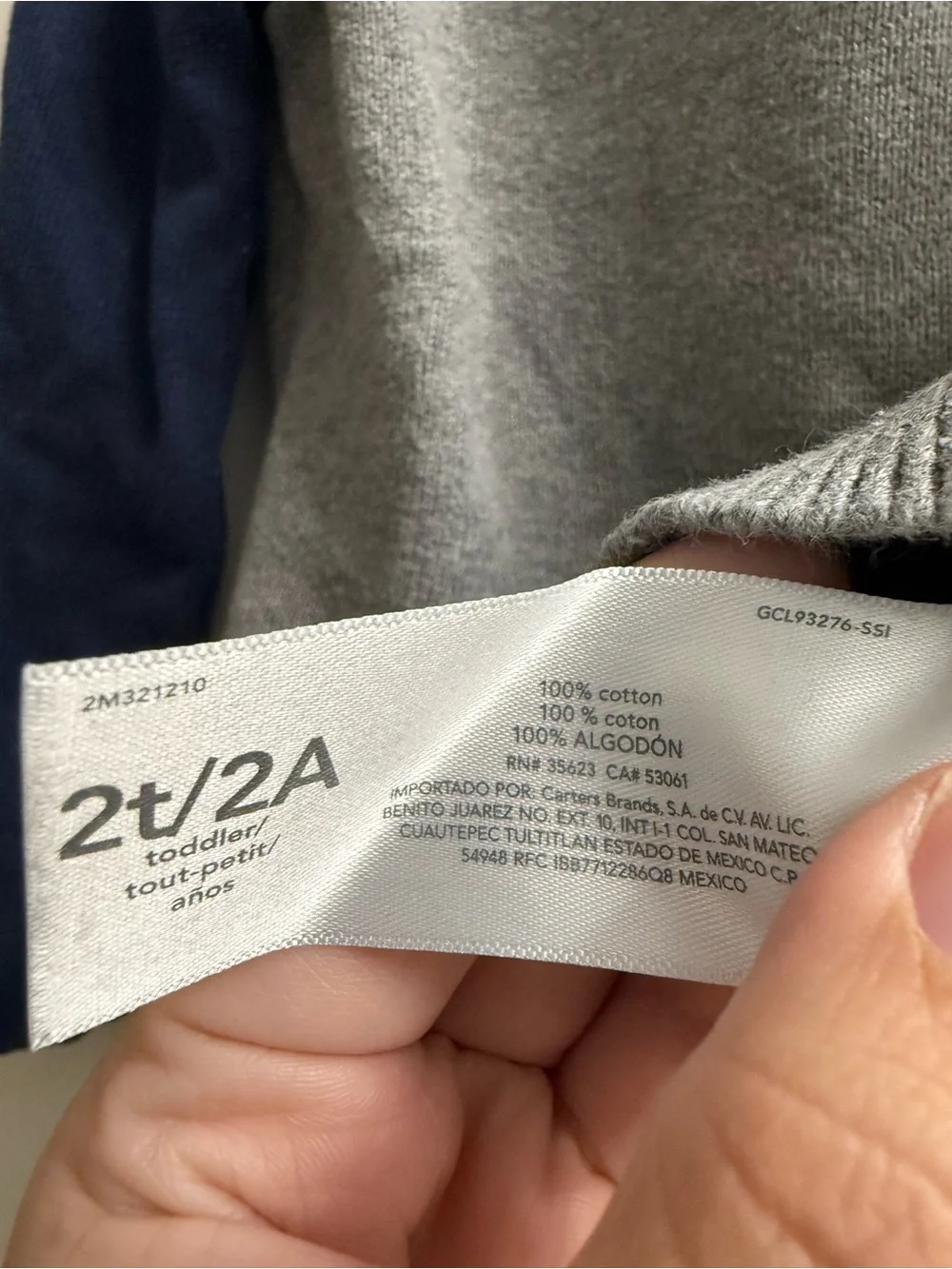 Carter's Gray Raglan Sweater with Navy Sleeves and Green Neck